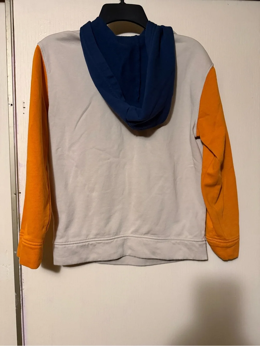 Old Navy Cream Hoodie with Orange Sleeves and Navy Hood